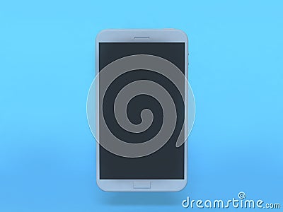 White smart phone mock up black display blue background 3d rendering Stock Photo