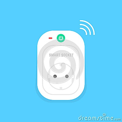 White smart power socket icon Vector Illustration