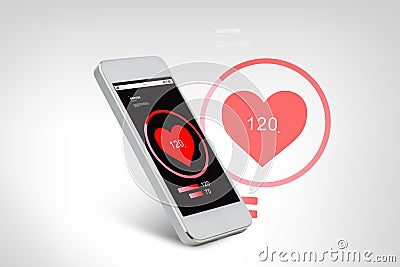 White smarthphone with red heart icon screen Stock Photo