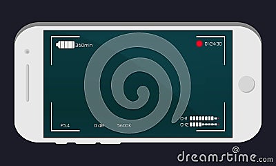 White SmartPhone, camera viewfinder. Vector Illustration