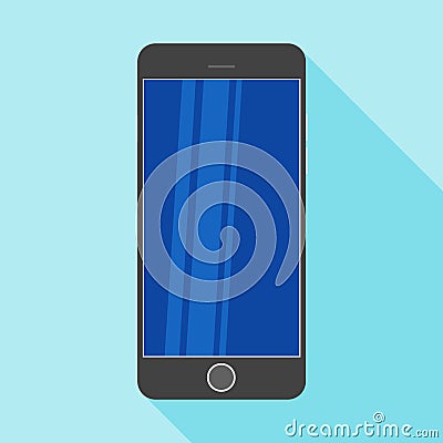 White smartphone in a flat design with long shadow. Smartphone flat icon with blank display. Vector Illustration