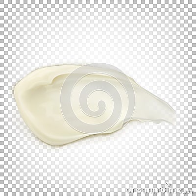 White smeared cream, dessert, white chocolate, cosmetic product in top view. Vector Illustration