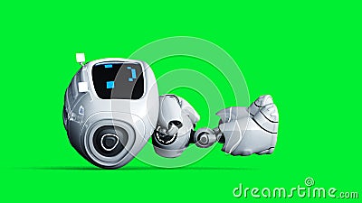 White smiling toy robot animation. 3d rendering. Stock Photo