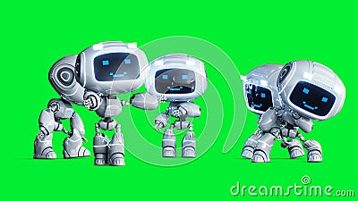 White smiling toy robot animation. 3d rendering. Stock Photo