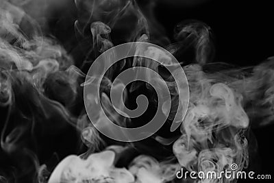 White smoke on a black background. Texture of smoke. Clubs of wh Stock Photo