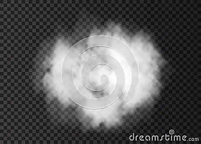 White smoke cloud or puff on transparent backgroun Vector Illustration
