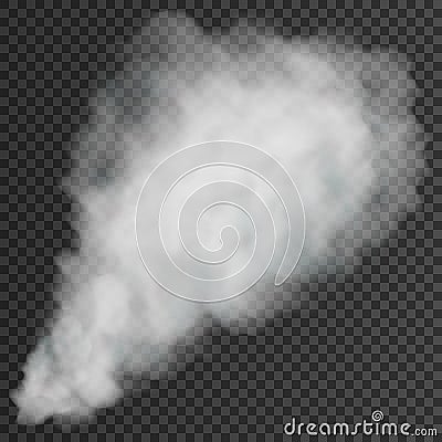 White smoke puff isolated on transparent background. Vector illustration. Vector Illustration