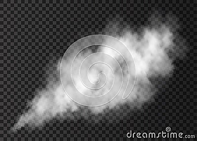 White smoke puff isolated on transparent background. Vector Illustration