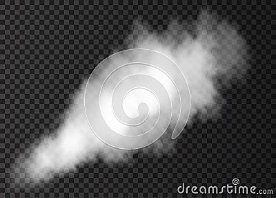 White smoke puff on transparent background. Vector Illustration