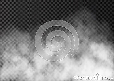 White smoke texture on transparent background. Vector Illustration