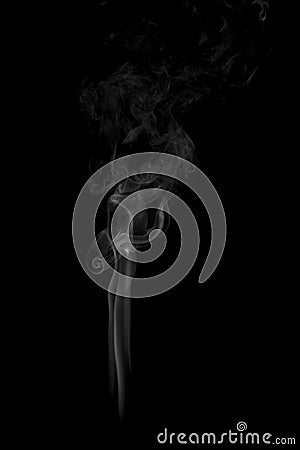 White smoke trickle texture on black background Stock Photo