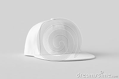 White snapback cap mockup on a grey background Stock Photo