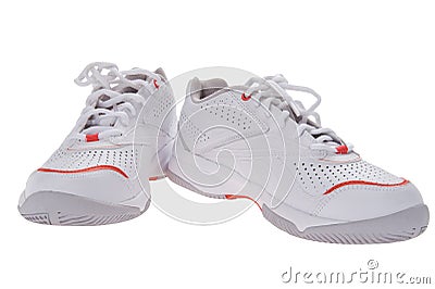White sneakers on white background Stock Photo