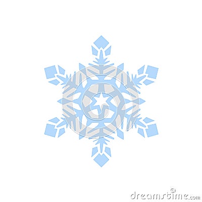 White snowflake icon, flat style Vector Illustration