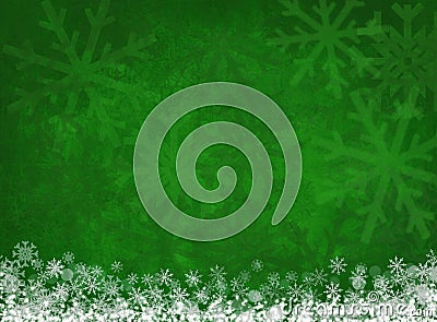 White snowflakes on green christmas background Stock Photo