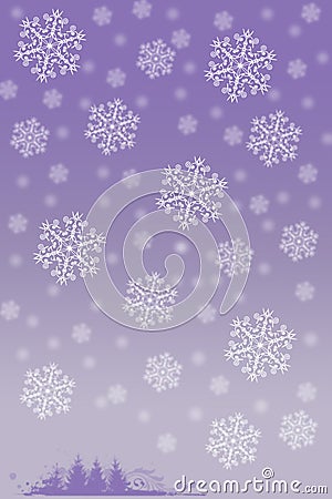 White snowflakes and little Christmas trees on Stock Photo