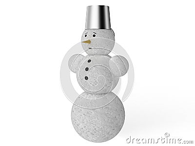 White snowman with a bucket on his head Stock Photo