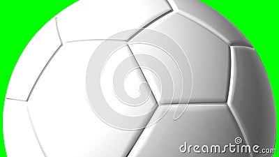 White soccer ball on green chroma key background. Cartoon Illustration
