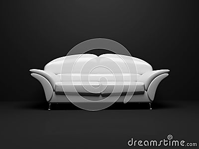 White sofa on black background insulated Stock Photo
