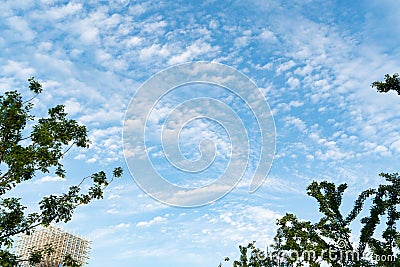 White soft cloud texture on blue sky backdrop Stock Photo