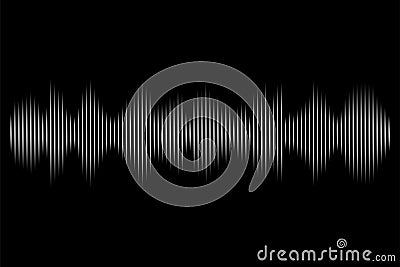 White sound wave on black background. Vector audio technology illustration. Vector Illustration