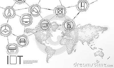 White space planet Earth internet of things icon innovation technology concept. Wireless communication network IOT ICT Vector Illustration