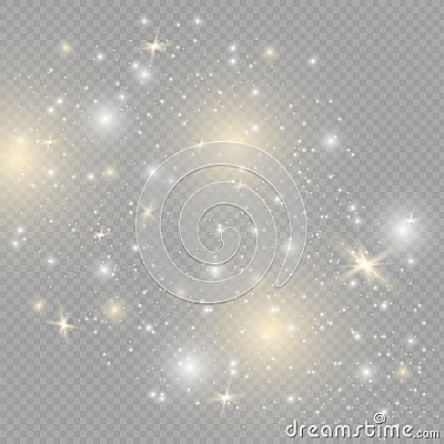 White sparks glitter special light effect. Vector sparkles on transparent background. Christmas abstract pattern. Vector Illustration