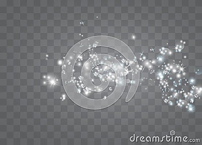 White sparks glitter special light effect. Vector sparkles on transparent background. Christmas abstract pattern. Sparkling magic Vector Illustration