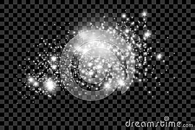 White sparks glitter special light effect. ipstockChristmas abstract pattern. Sparkling magic dust particles Vector Illustration