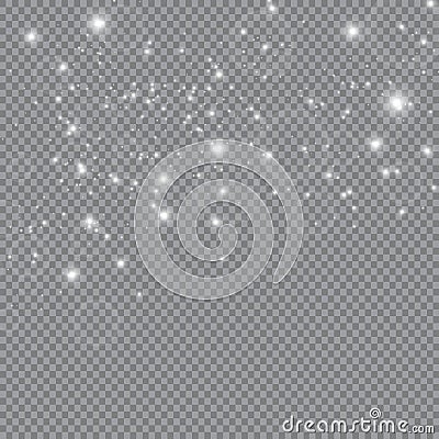 White sparks shine with special light, sparkles on a transparent background. Christmas abstract pattern. Sparkling magical dust pa Vector Illustration