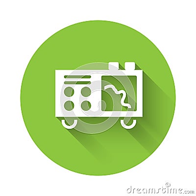 White Spectrometer icon isolated with long shadow. Green circle button. Vector Vector Illustration