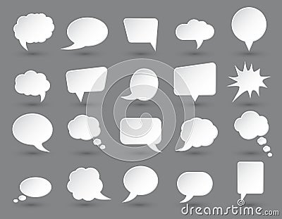 White speech bubbles set with shades on dark gray background. Vector Illustration