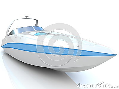 White speedboat isolated Stock Photo