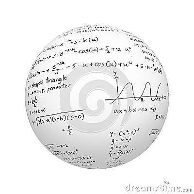 White sphere or ball and graph paper texture for studying math or physics subject isolated on white background. mock up design. 3d Cartoon Illustration