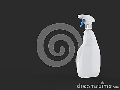 White spray bottle with blue trigger - dark gray background Stock Photo