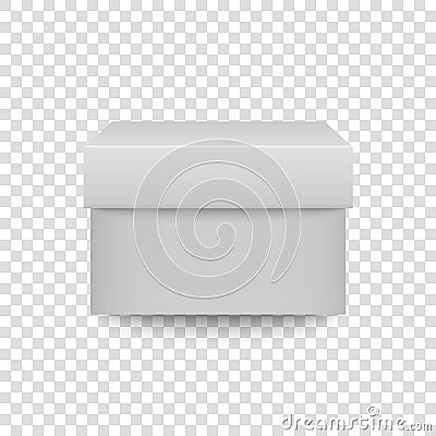 White square box isolated on transparent background. 3D realistic container. Vector Illustration