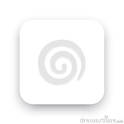 White square button with rounded corners. Flat and minimal design. Subtle drop shadow for depth. Vector Illustration