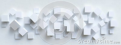 White square cube boxes with random inlay block the background of this wallpaper and banner template featuring copy Stock Photo