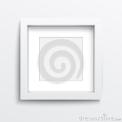 White square frame on gray wall. Vector Illustration