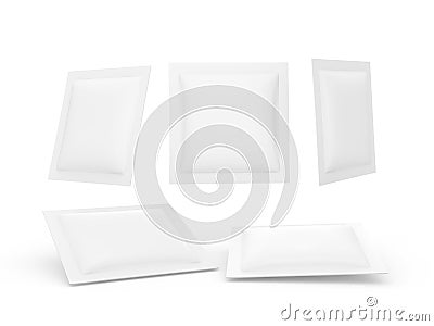 White square heat sealed packet with clipping path Stock Photo