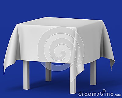 White square isolated table with tablecloth. template Cartoon Illustration