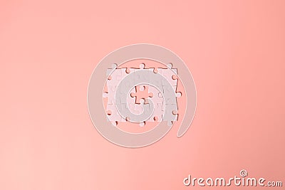 White square puzzle pieces grid of business background, Jigsaw on background, Mock up on background with copy space for Stock Photo