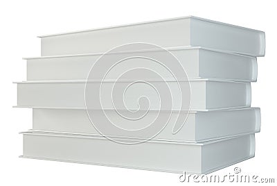 White stack of books isolated on white background. 3d rendering Stock Photo