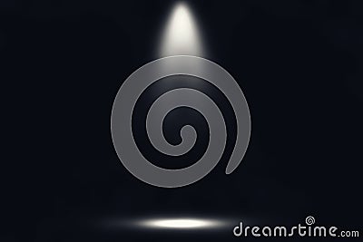 White stage with spot lighting and fog in black background. Stock Photo