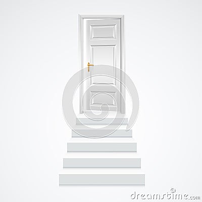 White Staircase to Open Door. Vector Vector Illustration