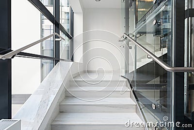 White stairs in business building Stock Photo