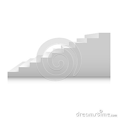 White stairs template set. Interior staircases in cartoon style isolated on white background. Vector 3d staircase Vector Illustration