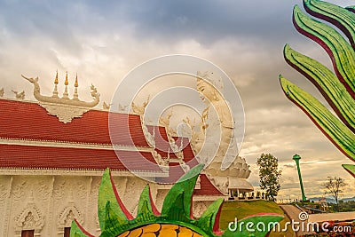 White statue of Guanyin at Wat Huay Plakang, Chiang Rai, Thailand Stock Photo