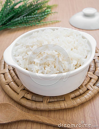 White steamed rice in bowl Stock Photo