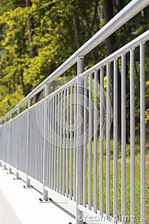 White steel fence railing Stock Photo